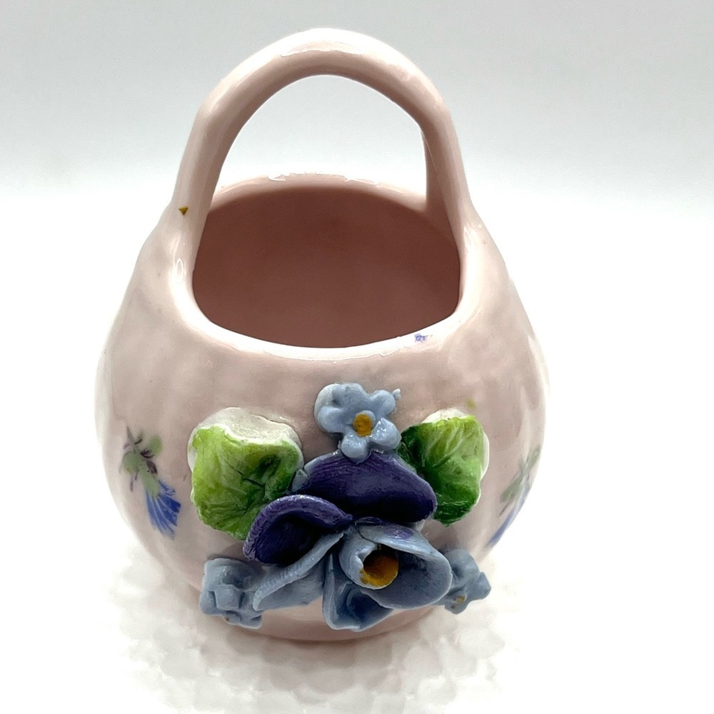 Elfinware Vintage Porcelain Baskets Vase Made In Germany Floral Mini 2” - 2.5” - Picture 8 of 14